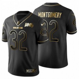 Chicago Chicago Bears #32 David Montgomery Men's Black Golden Limited NFL 100 Jersey