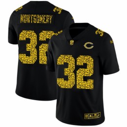Chicago Chicago Bears #32 David Montgomery Men's Leopard Print Fashion Vapor Limited NFL Jersey Black Men's