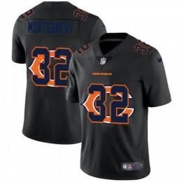 Chicago Chicago Bears #32 David Montgomery Men's Team Logo Dual Overlap Limited NFL Jersey Black Men's