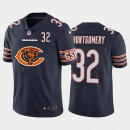 Chicago Chicago Bears #32 David Montgomery Navy Blue Men's Big Team Logo Player Vapor Limited NFL Jersey