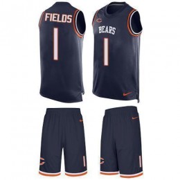 Bears #1 Justin Fields Navy Blue Team Color Men's Stitched NFL Limited Tank Top Suit Jersey