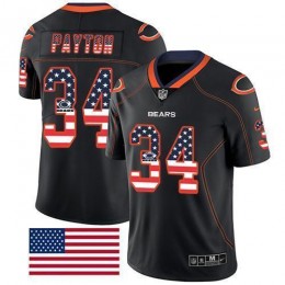 Bears #34 Walter Payton Black Men's Stitched NFL Limited Rush USA Flag Jersey