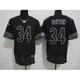 Bears #34 Walter Payton Black Shadow Men's Stitched NFL Elite Jersey