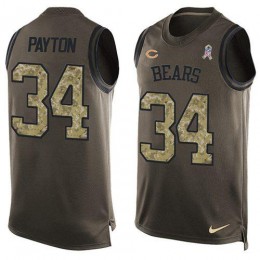 Bears #34 Walter Payton Green Men's Stitched NFL Limited Salute To Service Tank Top Jersey