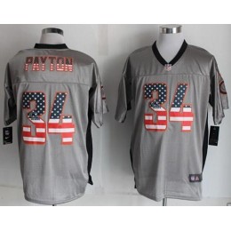 Bears #34 Walter Payton Grey Men's Stitched NFL Elite USA Flag Fashion Jersey