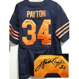 Bears #34 Walter Payton Navy Blue Alternate Men's Stitched NFL Elite Autographed Jersey