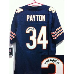 Bears #34 Walter Payton Navy Blue Team Color Men's Stitched NFL Elite Autographed Jersey