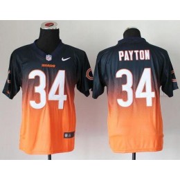 Bears #34 Walter Payton Navy Blue/Orange Men's Stitched NFL Elite Fadeaway Fashion Jersey
