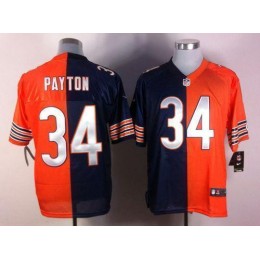 Bears #34 Walter Payton Navy Blue/Orange Men's Stitched NFL Elite Split Jersey