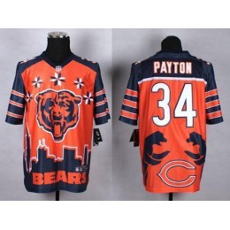 Bears #34 Walter Payton Orange Men's Stitched NFL Elite Noble Fashion Jersey