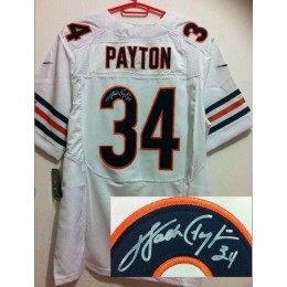 Bears #34 Walter Payton White Men's Stitched NFL Elite Autographed Jersey