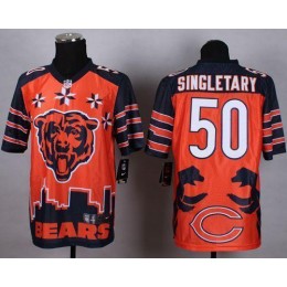 Bears #50 Mike Singletary Orange Men's Stitched NFL Elite Noble Fashion Jersey