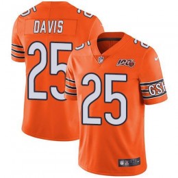 Chicago Bears #25 Mike Davis Orange Men's 100th Season Stitched NFL Limited Rush Jersey