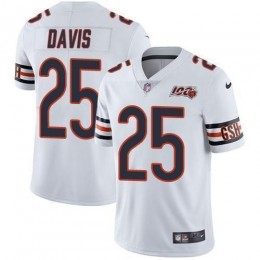 Chicago Bears #25 Mike Davis White Men's 100th Season Stitched NFL Vapor Untouchable Limited Jersey