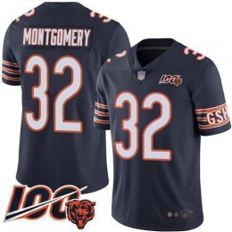 Chicago Bears #32 David Montgomery Navy Blue Team Color Men's Stitched NFL 100th Season Vapor Limited Jersey