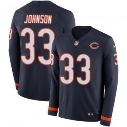 Chicago Bears #33 Jaylon Johnson Navy Blue Team Color Men's Stitched NFL Limited Therma Long Sleeve Jersey