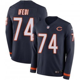 Chicago Bears #74 Germain Ifedi Navy Blue Team Color Men's Stitched NFL Limited Therma Long Sleeve Jersey