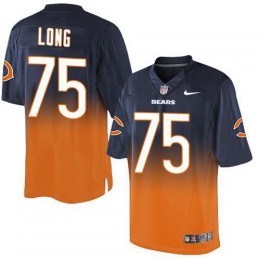 Chicago Bears #75 Kyle Long Navy Blue/Orange Men's Stitched NFL Elite Fadeaway Fashion Jersey