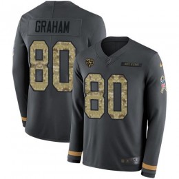 Chicago Bears #80 Jimmy Graham Anthracite Salute to Service Men's Stitched NFL Limited Therma Long Sleeve Jersey