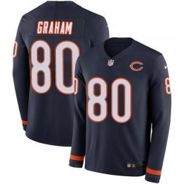 Chicago Bears #80 Jimmy Graham Navy Blue Team Color Men's Stitched NFL Limited Therma Long Sleeve Jersey