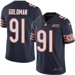 Chicago Bears #91 Eddie Goldman Navy Blue Team Color Men's 100th Season Stitched NFL Vapor Untouchable Limited Jersey