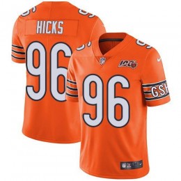 Chicago Bears #96 Akiem Hicks Orange Men's 100th Season Stitched NFL Limited Rush Jersey