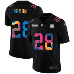 Cincinnati Bengals #28 Joe Mixon Men's Multi-Color Black 2020 NFL Crucial Catch Vapor Untouchable Limited Jersey