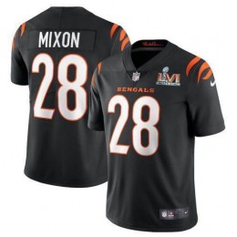 Cincinnati Bengals #28 Joe Mixon Black Super Bowl LVI Patch Men's Vapor Limited Jersey