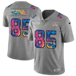 Cincinnati Bengals #85 Tee Higgins Men's Multi-Color 2020 NFL Crucial Catch NFL Jersey Greyheather
