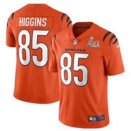 Cincinnati Bengals #85 Tee Higgins Orange Super Bowl LVI Patch Men's Alternate Vapor Limited Jersey
