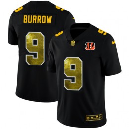 Cincinnati Bengals #9 Joe Burrow Men's Black Golden Sequin Vapor Limited NFL Jersey