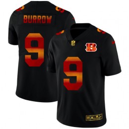 Cincinnati Bengals #9 Joe Burrow Men's Black Red Orange Stripe Vapor Limited NFL Jersey