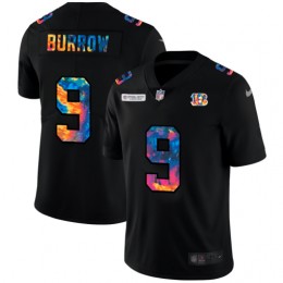 Cincinnati Bengals #9 Joe Burrow Men's Multi-Color Black 2020 NFL Crucial Catch Vapor Untouchable Limited Jersey