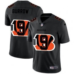 Cincinnati Bengals #9 Joe Burrow Men's Team Logo Dual Overlap Limited NFL Jersey Black