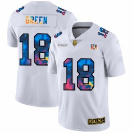 Cincinnati Cincinnati Bengals #18 A.J. Green Men's White Multi-Color 2020 NFL Crucial Catch Limited NFL Jersey