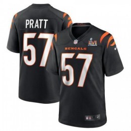 Cincinnati Cincinnati Bengals #57 Germaine Pratt Black Super Bowl LVI Patch Game Jersey