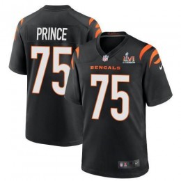 Cincinnati Cincinnati Bengals #75 Isaiah Prince Black Super Bowl LVI Patch Game Jersey