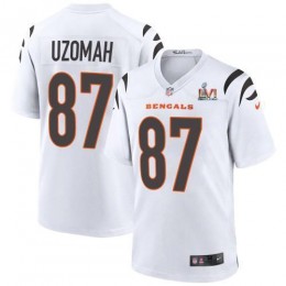 Cincinnati Cincinnati Bengals #87 C.J. Uzomah White Super Bowl LVI Patch Game Jersey