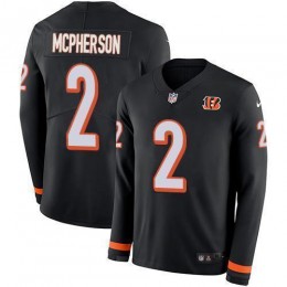 Bengals #2 Evan McPherson Black Team Color Men's Stitched NFL Limited Therma Long Sleeve Jersey