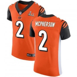 Bengals #2 Evan McPherson Orange Alternate Super Bowl LVI Patch Men's Stitched NFL New Elite Jersey