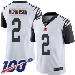 Bengals #2 Evan McPherson White Men's Stitched NFL Limited Rush 100th Season Jersey