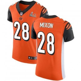 Bengals #28 Joe Mixon Orange Alternate Super Bowl LVI Patch Men's Stitched NFL New Elite Jersey