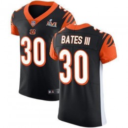 Bengals #30 Jessie Bates Black Team Color Super Bowl LVI Patch Men's Stitched NFL Vapor Untouchable Elite Jersey