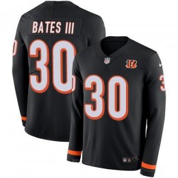 Bengals #30 Jessie Bates III Black Team Color Men's Stitched NFL Limited Therma Long Sleeve Jersey