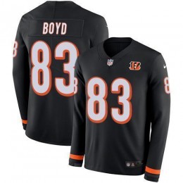 Bengals #83 Tyler Boyd Black Team Color Men's Stitched NFL Limited Therma Long Sleeve Jersey
