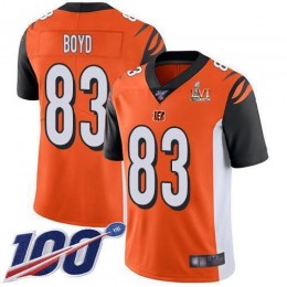 Bengals #83 Tyler Boyd Orange Super Bowl LVI Patch Alternate Men's Stitched NFL 100th Season Vapor Limited Jersey