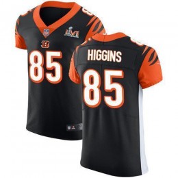 Bengals #85 Tee Higgins Black Team Color Super Bowl LVI Patch Men's Stitched NFL Vapor Untouchable Elite Jersey