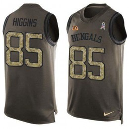 Bengals #85 Tee Higgins Green Men's Stitched NFL Limited Salute To Service Tank Top Jersey