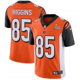 Bengals #85 Tee Higgins Orange Alternate Super Bowl LVI Patch Men's Stitched NFL Vapor Untouchable Limited Jersey