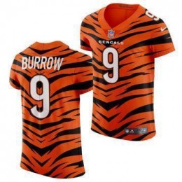 Bengals #9 Joe Burrow Men's 2021-22 Orange City Edition Elite NFL Jersey